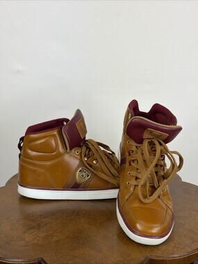 Coogi Mustard (Tan) & Burgundy Sneakers Men 11 CMF302 Retro Streetwear